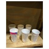 Milk glass, six water glasses. grape pattern
