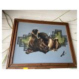 Oil  painting of bison signed, and a really nice
