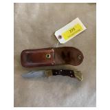 Buck knife with leather sheath, 3 inch blade 7