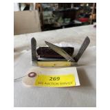 Case pocket knife three blade 4 inch with sheath
