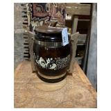 1970s siesta wear cookie jar amber glass