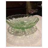 Carnival glass green fruit bowl 12 inches