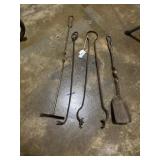 Hand forged four piece fireplace set