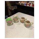 Vintage salt,  pepper, creamer, and sugar, pink