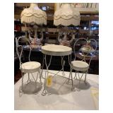 Metal Doll table and Seat set.. table 14 1/2