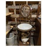 Would stand with pitcher and bowl.  52 x 23 x 21.