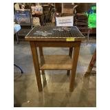 Vintage mosaic art table with one shelf and tiled