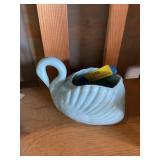 Ceramic light blue swan planter