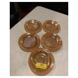 Fire King  peach Luster saucers, five count