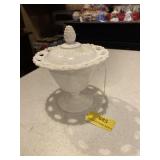 Milk glass compote  with Lid