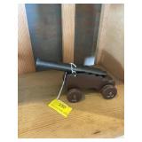 Vintage bronze desk cannon with wood base