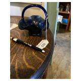 Small blue glass basket