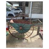 Early 1900s steel spoke wheel concrete cart 42