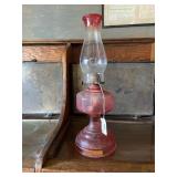 Cranberry oil lamp 18 inches tall