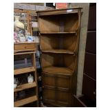 Wood corner shelf cabinet with five shelfs and