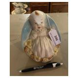 Hull pottery, baby boy, planter, and christening