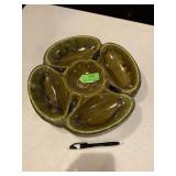 Vintage, USA, pottery chip and dip server