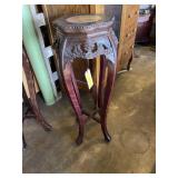Mahogany/dark wood, tall plant/lamp stand with