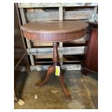 Round wood  table with three legs26 1/2 x 20