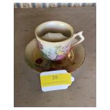 Victorian English mustache cup and saucer