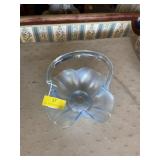 Fenton opalescent frosted art glass basket about