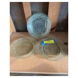 Five green depression, glass bread and butter