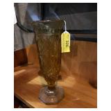 Early pressed amber glass vase 9 1/2 inches tall