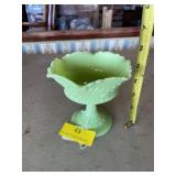 Fenton , Vaseline/custard, glass pedestal dish