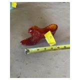 Fenton Amberina Hobnail slipper with cat