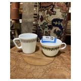 Pyrex cups woodland pattern, and spring blossom