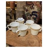 Vintage Pyrex coffee mugs gold butterfly c- style