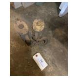 U & W vintage wooden block and tackle