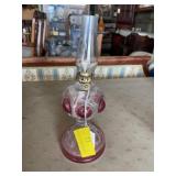 Antique ruby/bullï¿½s-eye mini oil lamp