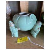 Majolica jar with Chinese figurines