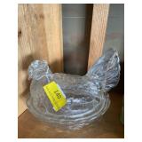 Large Westmoreland clear glass hen on nest 8
