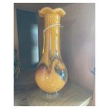 Ant glass orange vase 8 1/2 inches tall.