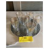 Set of six bar glasses with mirrored plateStar