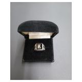 Sterling silver ring size 10 with K monogram
