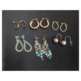 Six pairs of assorted earrings, sterling silver,