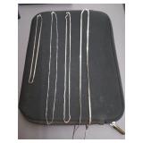 Four silver chains, 16 in, 2 are 24 in, 30 in