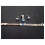 Sarda silver bracelet, pendant, earring set with