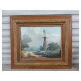 Lovely oak framed windmill bluebonnet print