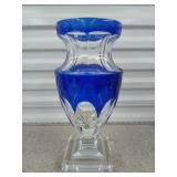 Cobalt blue cut glass vase 15x7