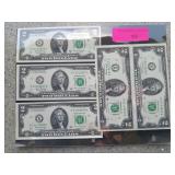 5 consecutively numbered $2 bills series 2017 A