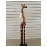 Carved wood giraffe decor 40"