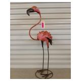 Metal flamingo yard decor 36"