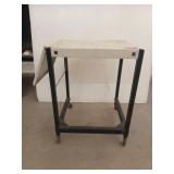Rolling metal table w/ drop down side 26.5 x 21 x