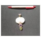 Sterling silver 3 in. mother of pearl pendant