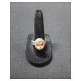 Sarda size 8 sterling ring with peach-colored