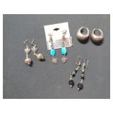 Four pairs of earrings, all marked sterling silver